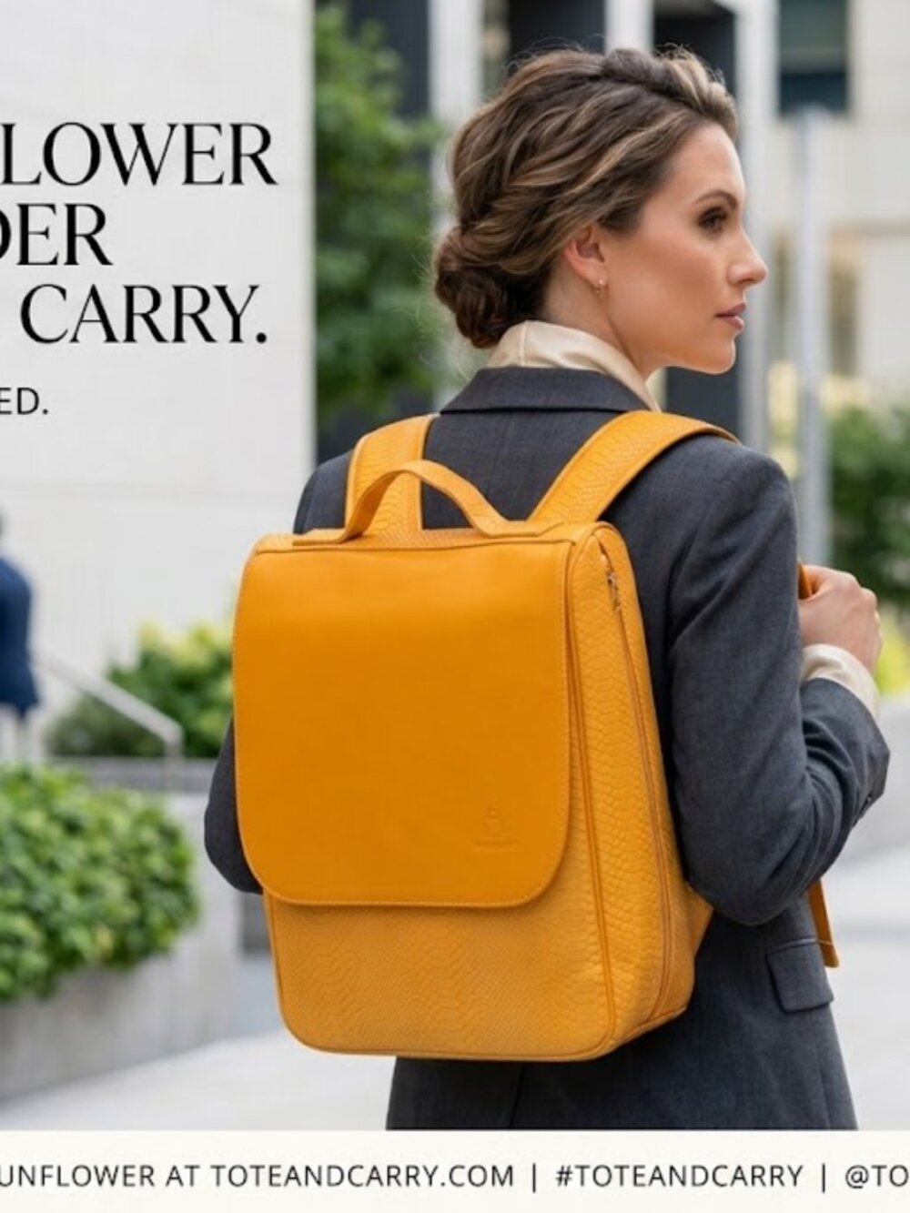 Tote & Carry Sunflower Yellow Faux Leather Snakeskin Travel Weekender Backpack